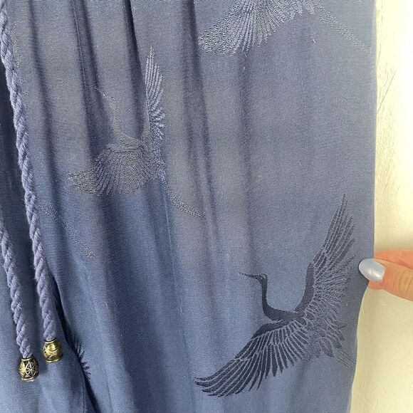 Soft Surroundings Viscose Blue Relaxed Fit Swan Bird Pull on Pants Size M - Picture 5 of 6
